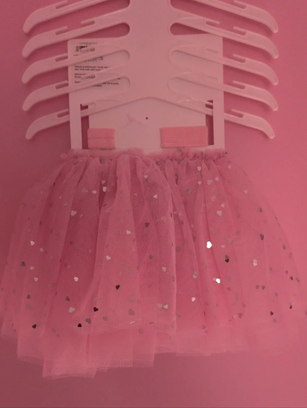 Baby Girl Pink 1st Birthday Tutu Set Silver Glitter/Metallic Foil Heart Applique